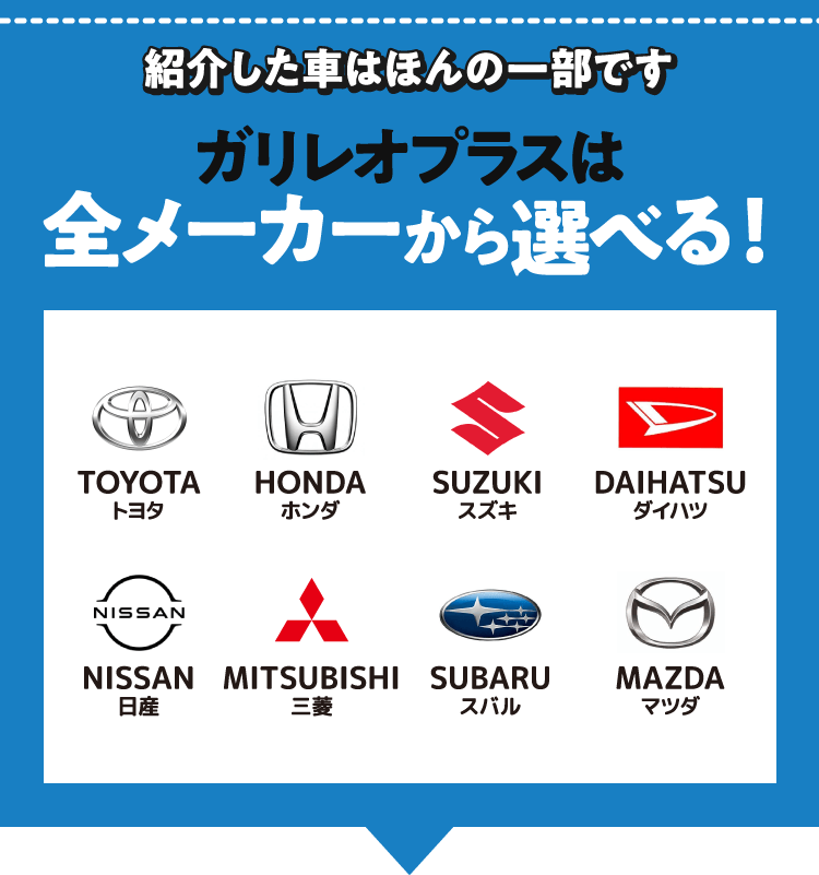 ガリレオプラスは全メーカーから選べる！